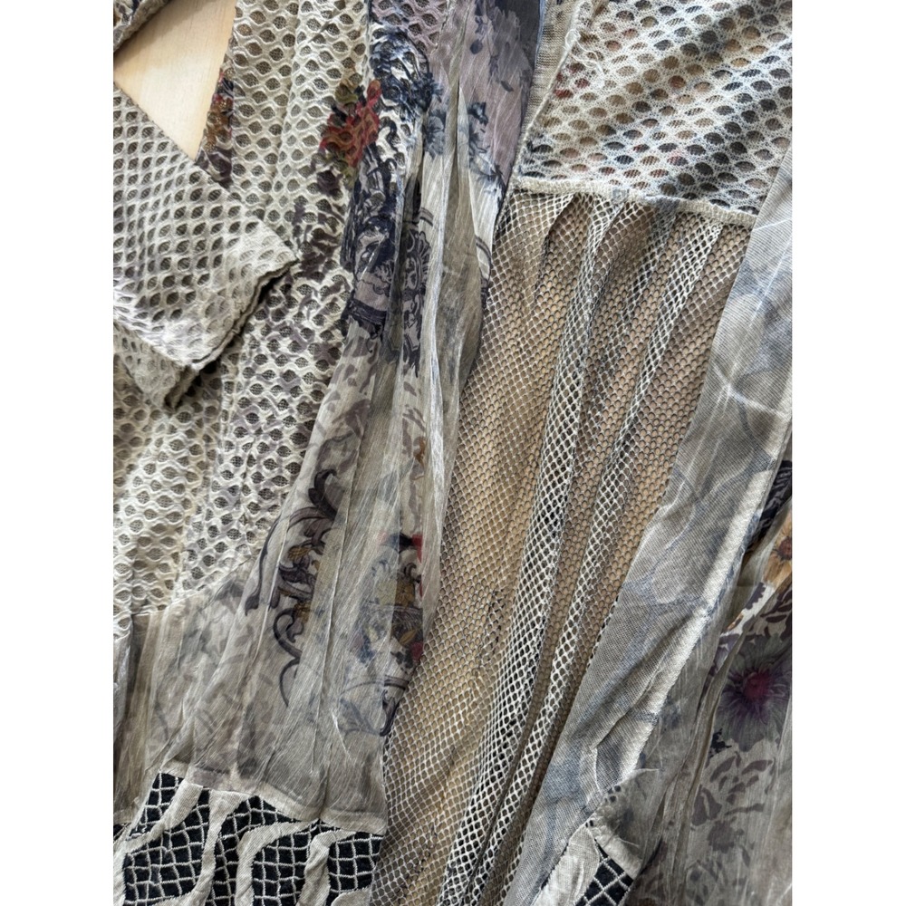 Kamana Womens M Cardigan Duster Mesh Mixed Media Floral Boho Cottagecore Indie - Picture 5 of 11
